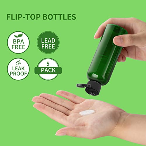 LISAPACK 3.4 oz Travel Bottles for Toiletries, Plastic Travel Size Containers for Shampoo Conditioner TSA Approved, Empty Small Squeeze for Lotion, Leak Proof Mini Liquid Tube for Refillable Green - color: Green