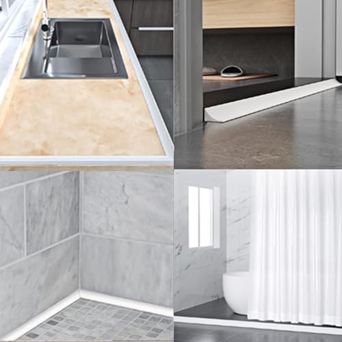 Silicone Shower Threshold Water Dam, Kitchen Sink Splash Guard, Shower Barrier Water Dam(67inch) - color: White, style: 67Inch