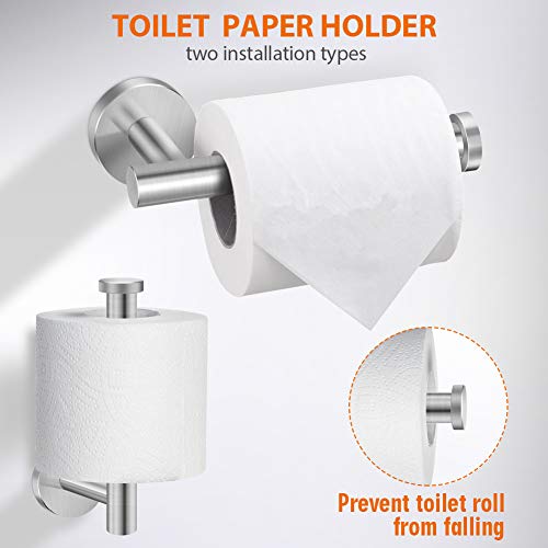 Tudoccy 5-Pieces Bathroom Hardware Set Brushed Nickel SUS304 Stainless Steel Round Wall Mounted - Includes 24" Hand Towel Bar, Toilet Paper Holder, 3 Robe Towel Hooks, Bathroom Accessories Kit - color: Brushed Nickel, size: 24 Inch 5 pcs