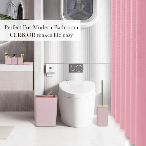 CERBIOR Bathroom Accessory Set with Shower Curtain, Includes Shower Curtain,Soap Dispenser, Toothbrush Holder, Toothbrush Cup, Soap Dish for Decorative Countertop and Housewarming Gift,Pink,20PC - size: Bath Set+Shower Curtain, style: Pink