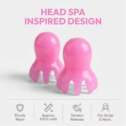NIIIYTYB 2Pcs Head Massage Tools Scalp Massager and Scraper for Deep Relaxation Acupressure Massager Japanese Spa Hair Care Tool for Home Office Travel Rose Pink - color: Rose Pink