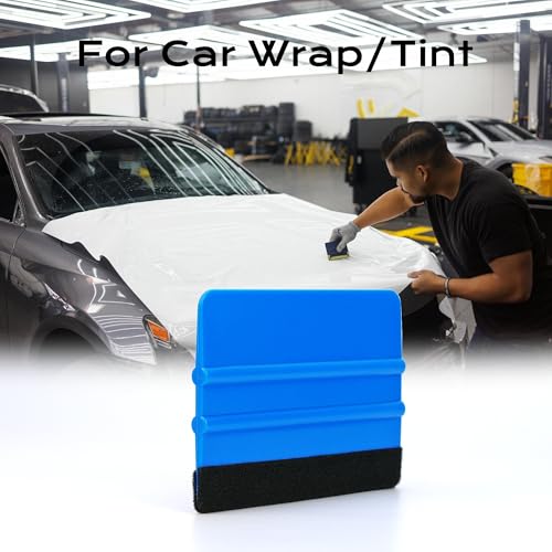 6 Pack Vinyl Wrap Squeegee Set - 8.3” & 3.9” Felt Edge Scrapers for Car Window Tint, Adhesive Vinyl, Decals, Wallpaper, Auto Wrap, and Craft Projects | Perfect for Smooth, Bubble-Free Application - color: Purple Blue
