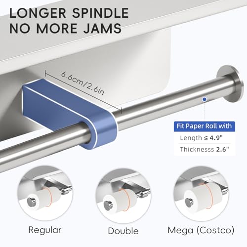 4 Pack Double Toilet Paper Holder with Shelf, Wall Mount Tissue Roll Holder for Bathroom, Heavy Duty 304 Stainless Steel Commercial Toilet Paper Dispenser with Phone Shelf - Brushed Nickel