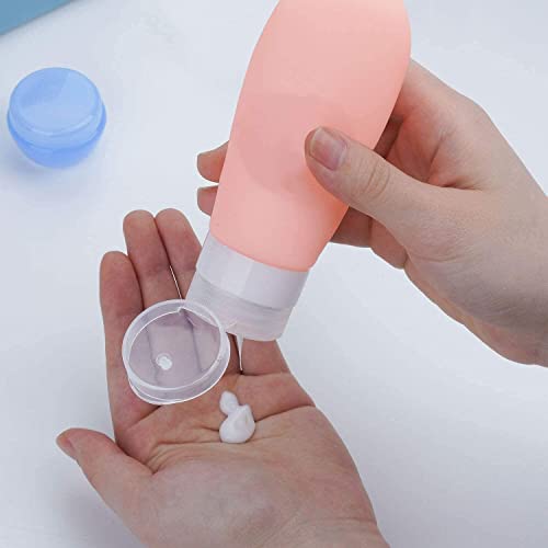 17 Pack Travel Bottles, TSA Carry On Containers, 3oz Leak Proof Travel Accessories Toiletries,Travel Shampoo And Conditioner Bottles, Travel Essentials, Squeezable Silicone Lotion Liquids Tubes - color: blue-17 Pack