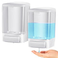 Hushee 2 Pcs Commercial Soap Dispenser Hand Wall Mounted Bathroom 33.8oz/1000ml Manual Soap Dispenser Liquid Containers with Pump White Shower Plastic Wash Wall Container Shampoo Gel for Kitchen Hotel - color: White, size: 33.8 oz 1000 ml