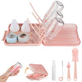 YomauiYee Baby Bottle Brush Set-6 in 1 Bottle Brush Cleaner with Silicone Bottle Brush,Drying Rack,Nipple Brush,Straw Brush,Soap Dispenser&Storage Box-Baby Essentials Gifts for Home&Travel(Pink) - color: Pink