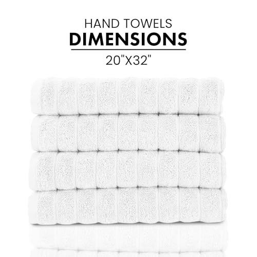 Classic Turkish Towels CTT Luxury Hand Towels for Bathroom Set of 4, 100% Turkish Cotton, Quick Dry & Comfy Towels for Hotel & Spa, Highly Absorbent | 20"x32" (White) - color: White, size: 4-Piece Hand Towel Set
