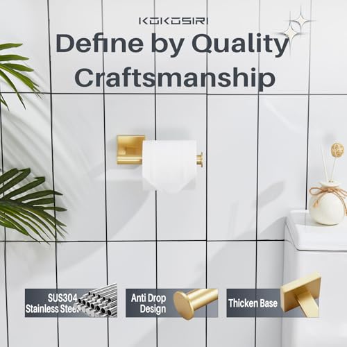 KOKOSIRI Toilet Paper Holder Tissue Paper Dispenser for Bathroom Toilet Roll Holder Wall Mounted, Brushed Gold Stainless Steel B2008BG - color: Brushed Gold, size: Vertical