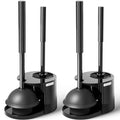 FORASTO 2Pack 2 in 1 Toilet Brush and Plunger Set, Extended Handle Plunger,Toilet Bowl Brush Plunger Set,Bathroom Cleaning Tools,Toilet Brush Plunger Combo,Cleaning Supplies，Bright Black(19.9inch)