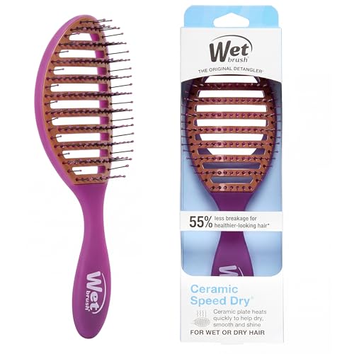 Wet Brush Ceramic Speed Dry Hair Brush, Purple - Vented Design & Soft HeatFlex Bristles for Blow-Dry Safe Styling - Ergonomic Handle for Pain-Free Detangling - Hair Accessories for All Hair Types - color: Purple