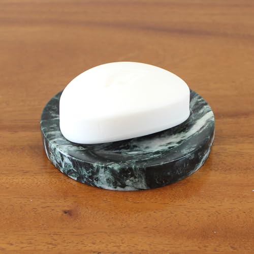 Natural Verde Alpi Green Marble Soap Dish, Round Small Jewelry Dish, Sponge Holder for Bathroom, Kitchen - color: Verde Alpi Green