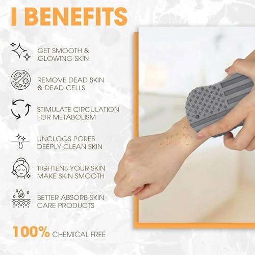 Back Scrubber for Shower Women Men, 2-Piece Exfoliating Bath Brush Set with Long Handle – Body Scrubber for Back, Dead Skin Remover