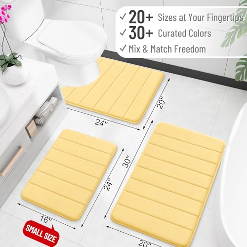 OLANLY Memory Foam Toilet Rugs U Shaped 24x20, Super Soft Absorbent Contour Bath Rugs, Quick Dry, Machine Washable Toilet Mat, Bathmat Floor Carpet, Bathroom Home Decor Accessories, Yellow - color: Yellow, size: 24" X 20" Contour Rug