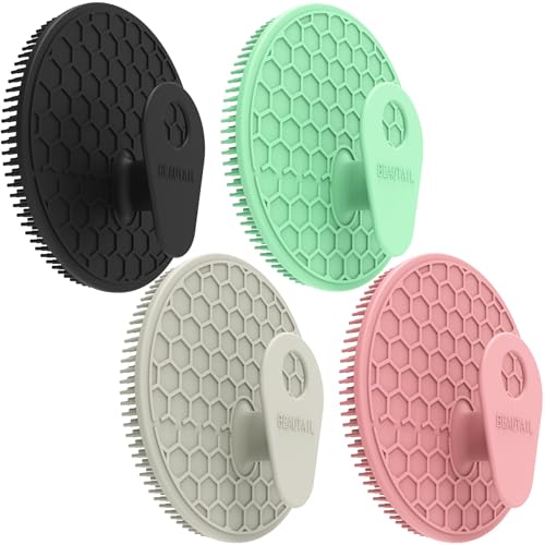 Silicone Body Scrubber 4 Pack, BEAUTAIL Shower Bath Scrubber, Gentle Exfoliating Brush for Women Men Sensitive Skin, More Hygienic Than Traditional Loofah, Long Lasting (Black+Gray+Pink+Green) - color: Black+gray+pink+green