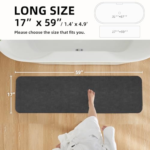 TYUU Bath Mat, Bathroom Rugs Non Slip Washable Thin Absorbent Quick Dry Bath Mat Fits Under Door Bathroom Floor Mat Perfect for Bath, Shower, or Sink 17"x59" Dark Grey - color: Dark Grey, size: 1'5" X 4'11" (Rectangular)