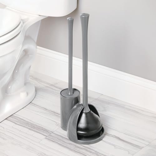 iDesign Compact Toilet Brush and Plunger Set, Gray | Bathroom Cleaning, Storage - color: Gray, style: Pack of 1