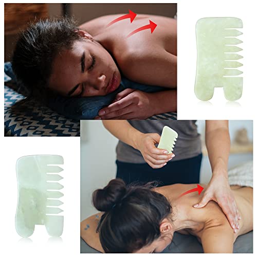 BBTO 2 Pcs Jade Comb for Scalp Massage Gua sha Comb for Head Body spa Hair Multifunctional Handheld Massage Tools(Classic Style) - style: Classic Style