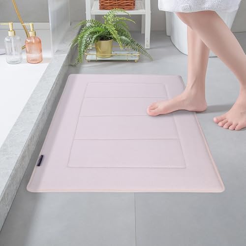 Bathroom Rugs, High Density Memory Foam Bath Mat, Absorbency & Non-Slip, Easy Care, Machine Washable Bath Mats for Bathroom, Shower&Tub, Modern Coral Velvet (White, 17" x 24") - color: New White, size: 1'5" x 2' (Rectangular)