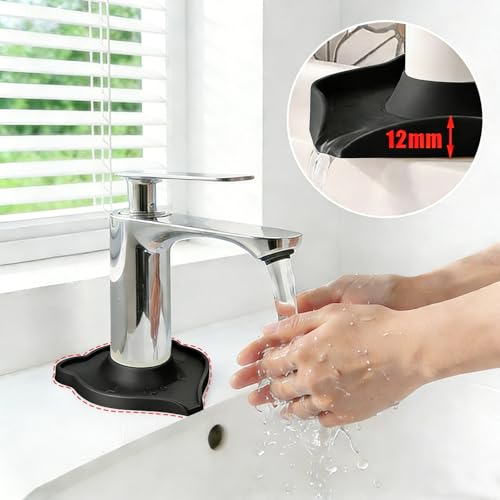 Compact Silicone Kitchen Sink Faucet Splash Proof Mat, Tap Water Diversion Splash Guard Drain Pad(Black,2PCS) - color: Blackx2