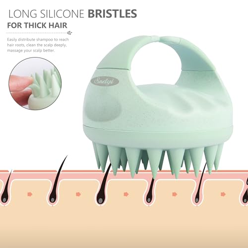 Sndyi Scalp Massager Shampoo Brush, Scalp Scrubber with Soft Silicone Bristles, Scalp Exfoliator for Dandruff Removal, Scalp Massager for Hair Growth, Wet Dry Hair Brush for Scalp Care, Green - color: Green