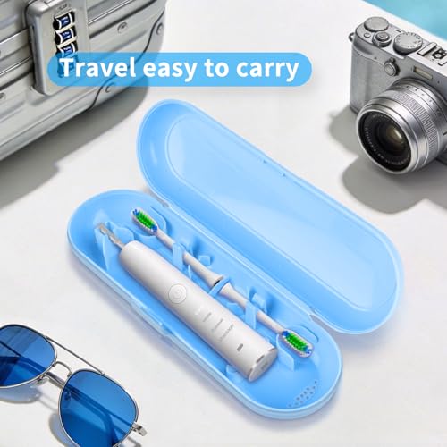 Fowecelt 2 Pack Electric Toothbrush Travel Case for Oral-B Pro and Other Electric Toothbrush Portable Travel Toothbrush Waterproof Plastic Holder (Blue & White) - color: Blue & White