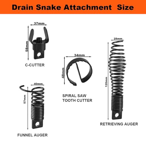 4-Piece Drain Snake Attachment for 5/16" to 3/4" Cables Heavy-Duty Manganese Steel Cutters for Roots Grease and Stubborn Clogs Includes 4 heads Storage Case and Metal Ring - style: 4-piece