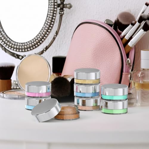 Sample Containers Sample Jars Lip Balm Containers Mini Jars with Lids 50Pk | Houseables Small, Empty, Makeup, Powder, Gloss Cosmetic Tiny Dab Wax Scrub Little Travel Plastic Silver 3 Gram - color: Silver, size: 50 Pack