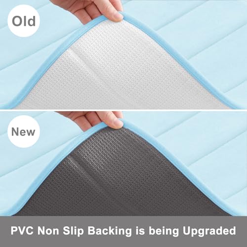 Buganda Memory Foam 3 Pieces Bathroom Rugs Set - Thick Soft Absorbent Bath Mats, Washable Small/Large/Contour Bath Rugs (24" x 16" + 30" x 20" + 24" x 20", Light Blue) - color: Light Blue, size: 24" X 16" + 30" X 20" + 24" X 20"