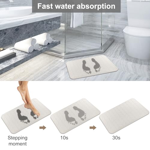 JUERLEN 2 Pack Diatomaceous Earth Shower Mat, Stone Bath Mat, Nonslip Super Absorbent Fast-Drying Hard Bath Mat for Bathroom Shower Floor, 24 x 16 inch, Grey and White Arrow Design - color: Pallid