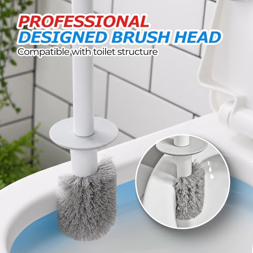 Disposable Toilet Brush&Toilet Bowl Brush and Holder Set - Toilet Scrubber Brush,Toilet Bowl Cleaners,Household Essentials,Cleaning Supplies,White