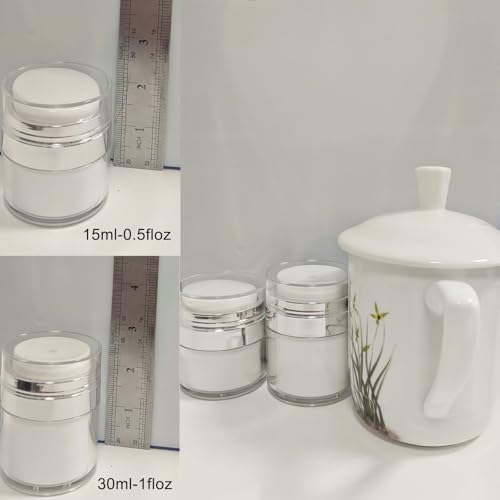 13 Pack Big Travel Size Containers, Airless Pump Bottles Jar Kit | 1.7 1 0.5oz, Clear, TSA Approved, Leak Proof, Refillable, Jars for Travel Home Toiletries, Lotion, Liquid, Cream
