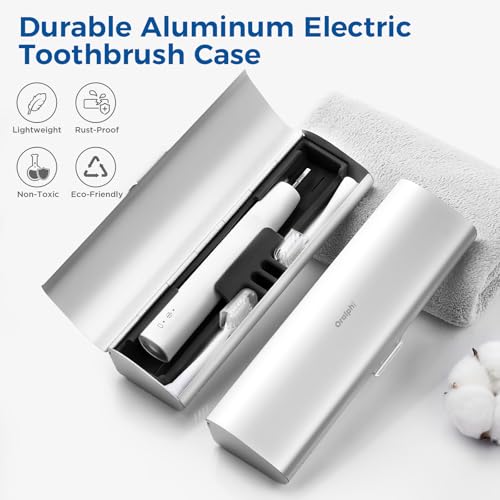 Aluminum Electric Toothbrush Travel Case, 2 in 1 Travel Toothbrush Holder for Oral B/Oral-B Pro 1000 1500 5000 and Most Electric Toothbrush for Traveling, Removable Silicone Liner-Silver - color: Silver