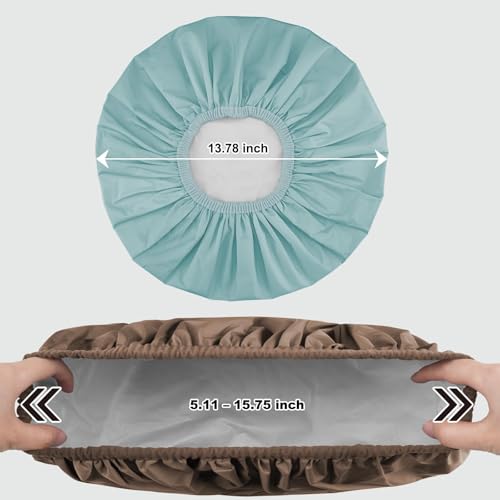2 Pack Shower Caps for Women, Reusable Waterproof Shower Cap with Elastic Band, Thickened Waterproof Fabric Shower Bonnet for Braids, Long Hair - color: Mist Blue/Mocha Taupe