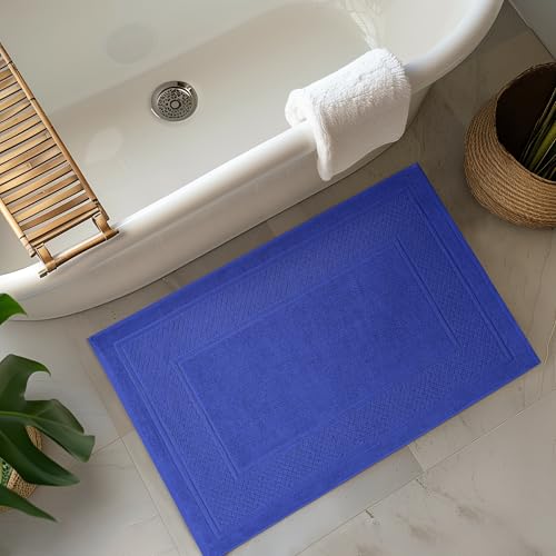Avalon Towels Blue Bath Mat - 100% Cotton Set of 2 Absorbent Bathmat - Bathroom Mats Quick Dry Bath Mats for Bathrooms (22x34 Inches) - color: Blue, size: Pack of 2