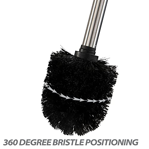 Bath Bliss Toilet Brush and Holder | Self Closing Lid | 360 Degree Brush Head | Bathroom Cleaning | Compact Size | Storage and Organization | Matte Black - color: Matte Black, size: 1 Pack