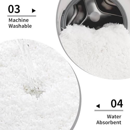 Disolla White Bathroom Rug 20x32 - Non-Slip Plush Thick Bath Mat, Highly Absorbent & Ultra Soft Fluffy Floor Mat, Machine Washable for Shower and Tub - color: White, size: 1'8" x 2'8" (20''x32'' Bathroom Rug)