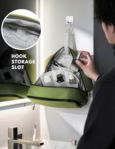 Large Hanging Travel Toiletry Bag for Men Women, Water-resistant Dopp Kit | 6L Large Capacity Wide Open Cosmetic Makeup Bag Bathroom Shower Bags for Toiletries, Grooming, Shaving Organizer Bag - color: Green