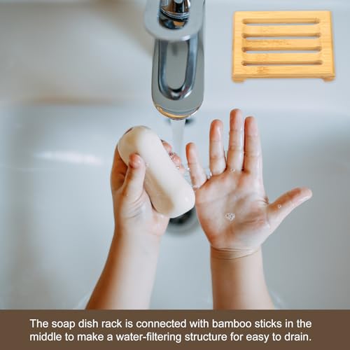 uxcell Wooden Soap Tray, 4 Pack - Wooden Soap Dish, Natural Bamboo Soap Holder, Soap Saver Tray Self Draining for Shower, Bathroom, Bathtub, Kitchen Sink