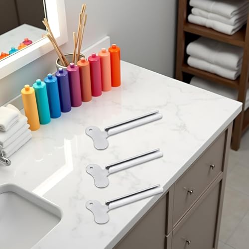 3 Pcs Silvery Metal Tube Squeezer Keys, Toothpaste Metal Hair Dye Color Key Roller Dispenser Tool Durable Processingl, Daily Living Tube Squeezing Aids