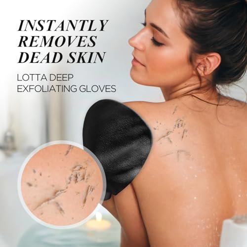 LOTTA Exfoliating Gloves for Dead Skin Removal & Skin Cell Renewal, Vegan Viscose Body Scrubber Mitt for Self-Tanning & Keratosis Pilaris, Kessa Korean Washcloth for Bath - color: White 120D+Black 150D+Grey 250D 3Pack