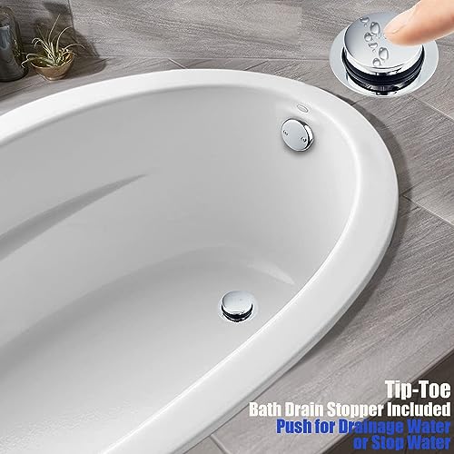 Artiwell 1-1/2" Black Tubular Bath Drain Kit with Tip-Toe Bath Drain Stopper, Touch-Toe Tub Drain, Tip Toe Bathtub Drain Waste and Overflow with Plug and Bathtub Overflow Drain Cover, Chrome Plated - color: Chrome Plated