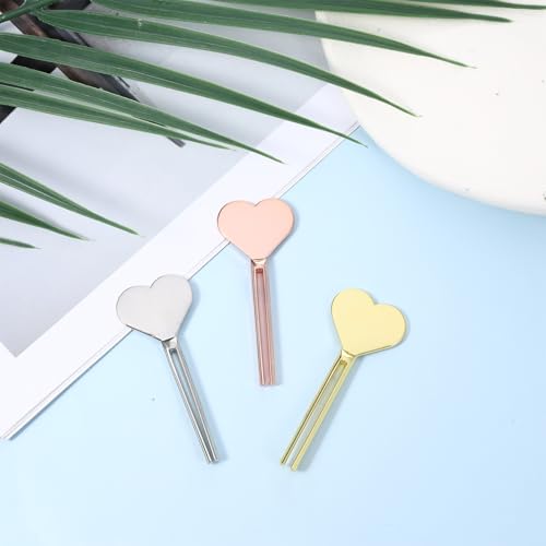 3 Pcs Metal Manual Toothpaste Squeezer Heart Metal Tube Squeezer Rolling Key Tube Key Squeezer Hand Cream Key for Bathroom Cosmetic Aids Accessories (Gold, Silver, Rose Gold)