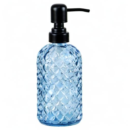 12Oz Glass Soap Dispenser with 304 Black Rustproof Stainless-Steel Pump, Refillable Glass Soap Dispenser for Kitchen, Bathroom, Farmhouse (Blue) - color: Blue