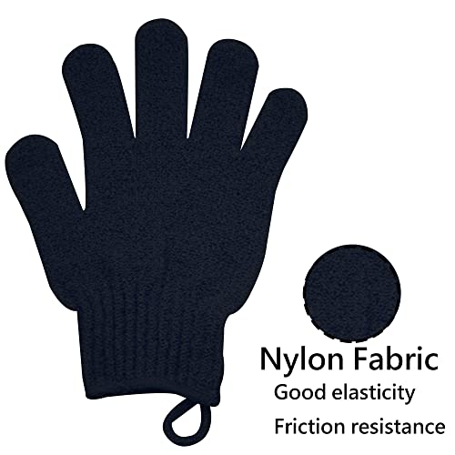 Exfoliating Glove with Hanging Loop - Bath Gloves 1 Pair Shower Gloves, Heavy Exfoliating Gloves for Men and Women Shower Gloves Body Wash Makes Skin Soft Healthy Body Exfoliating Gloves 1 Pair Black - style: 1 Pair Black Exfoliating Gloves