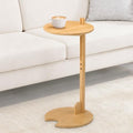 Bamboo C-Shaped Side End Table for Sofa | Slides Under Couch; Round Solid Bamboo Top; Works as Laptop Desk & TV Tray; Space-Saving for Small Living Rooms and Bedrooms - color: Natural
