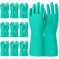Beieverluck 10 Pairs Chemical Resistant Gloves, Reusable Heavy Duty Rubber Work Gloves, 12.6" Long Nitrile Gloves for Acid Alkali Oil Protection and Industrial Use Household, Medium - size: Medium