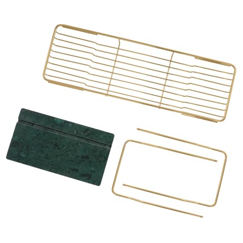 Stainless Steel Bathtub Tray with Removable Marble Board,Extendable Rectangular Bathtub Tray,Adjustable Bath Caddy Board for for Bath Bombs, Spa, Shower (Golden+Green) - color: Golden+green