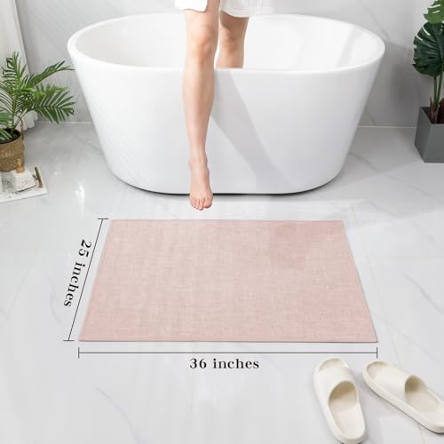 chakme Bathroom Rugs Mat 36x25, Ultra Thin Non Slip Bath Mat Large Quick Dry Absorbent Bath Mat for Bathroom Floor, (Pink, 36"x25") - color: Pink, size: 2' x 3' (Rectangular)