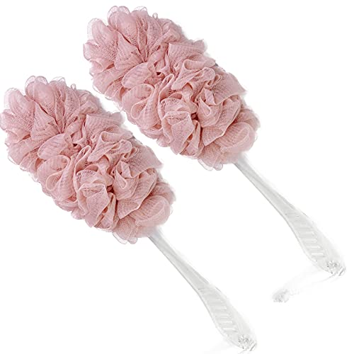 PPHAO - Back Loofah on a Stick for Men - Bath Brush Long Handle for Shower Elderly - Loofah Sponge for Women - Plastic Loofah - Bath Body Brush - Pink Loofah - 2Pack - style: Pink and Pink