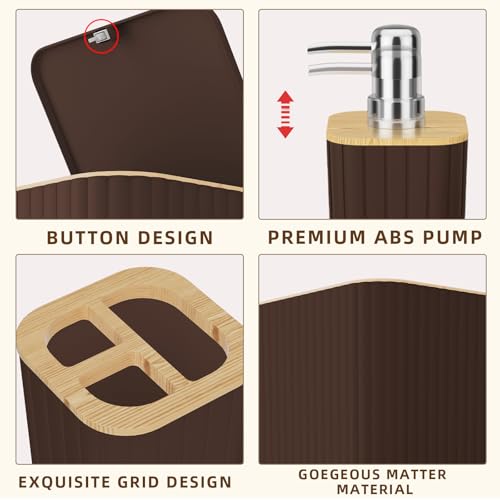 XLHOMO Bathroom Set - Elegant Brown Bathroom Set, 10PC Brown Bathroom Accessories Set, Bathroom Sets with Toilet Brush, Bathroom Trash Can - size: Bath Set, style: Brown